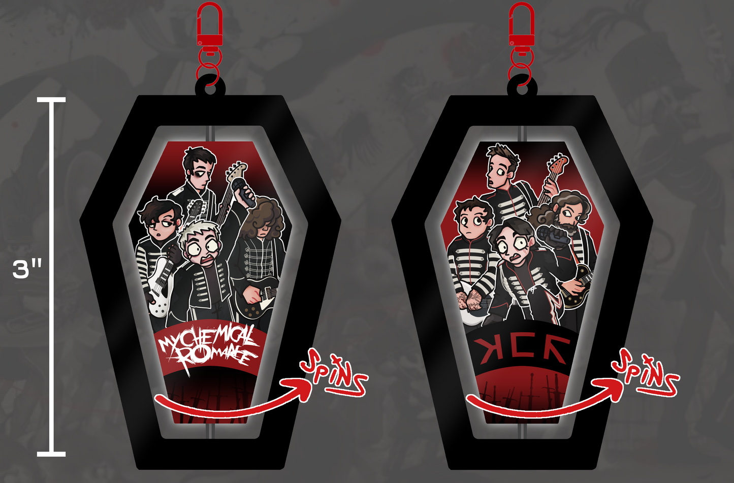 [PREORDER] Black Parade Rotating Keychain